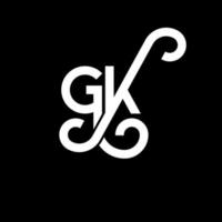 gk lettera logo design su sfondo nero. gk creative iniziali lettera logo concept. disegno della lettera gk. gk bianco lettera design su sfondo nero. gk, gk logo vettore