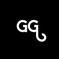 gg lettera logo design su sfondo nero. gg creative iniziali lettera logo concept. disegno della lettera gg. gg bianco lettera design su sfondo nero. gg, gg logo vettore