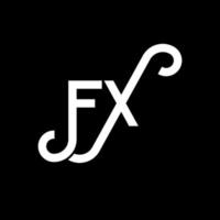 fx lettera logo design su sfondo nero. fx creative iniziali lettera logo concept. disegno della lettera fx. fx disegno della lettera bianca su sfondo nero. fx, fx logo vettore