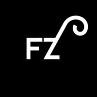 fz lettera logo design su sfondo nero. fz creative iniziali lettera logo concept. disegno della lettera fz. fz bianco lettera design su sfondo nero. fz, fz logo vettore