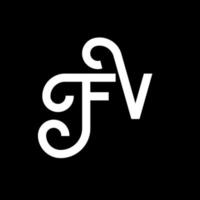 fv lettera logo design su sfondo nero. fv creative iniziali lettera logo concept. disegno della lettera fv. fv bianco lettera design su sfondo nero. logo fv, fv vettore