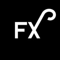 fx lettera logo design su sfondo nero. fx creative iniziali lettera logo concept. disegno della lettera fx. fx disegno della lettera bianca su sfondo nero. fx, fx logo vettore