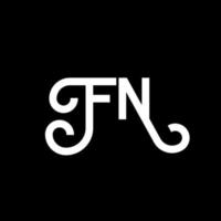 fn lettera logo design su sfondo nero. fn creative iniziali lettera logo concept. fn design della lettera. fn disegno della lettera bianca su sfondo nero. fn, fn logo vettore