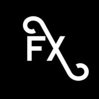 fx lettera logo design su sfondo nero. fx creative iniziali lettera logo concept. disegno della lettera fx. fx disegno della lettera bianca su sfondo nero. fx, fx logo vettore