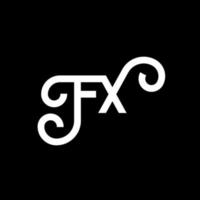 fx lettera logo design su sfondo nero. fx creative iniziali lettera logo concept. disegno della lettera fx. fx disegno della lettera bianca su sfondo nero. fx, fx logo vettore