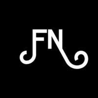 fn lettera logo design su sfondo nero. fn creative iniziali lettera logo concept. fn design della lettera. fn disegno della lettera bianca su sfondo nero. fn, fn logo vettore