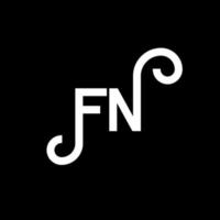 fn lettera logo design su sfondo nero. fn creative iniziali lettera logo concept. fn design della lettera. fn disegno della lettera bianca su sfondo nero. fn, fn logo vettore