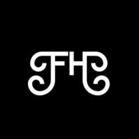 fh lettera logo design su sfondo nero. fh creative iniziali lettera logo concept. disegno della lettera f. fh disegno della lettera bianca su sfondo nero. fh, fh logo vettore