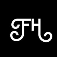 fh lettera logo design su sfondo nero. fh creative iniziali lettera logo concept. disegno della lettera f. fh disegno della lettera bianca su sfondo nero. fh, fh logo vettore