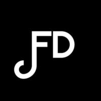 fd lettera logo design su sfondo nero. fd creative iniziali lettera logo concept. disegno della lettera fd. fd bianco lettera design su sfondo nero. fd, fd logo vettore