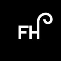 fh lettera logo design su sfondo nero. fh creative iniziali lettera logo concept. disegno della lettera f. fh disegno della lettera bianca su sfondo nero. fh, fh logo vettore