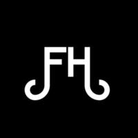 fh lettera logo design su sfondo nero. fh creative iniziali lettera logo concept. disegno della lettera f. fh disegno della lettera bianca su sfondo nero. fh, fh logo vettore