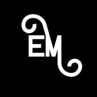 em lettera logo design su sfondo nero. em creative iniziali lettera logo concept. em disegno della lettera. design di lettere bianche su sfondo nero. em, em logo vettore