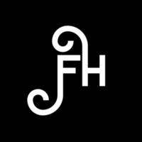 fh lettera logo design su sfondo nero. fh creative iniziali lettera logo concept. disegno della lettera f. fh disegno della lettera bianca su sfondo nero. fh, fh logo vettore