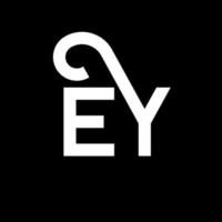 ey lettera logo design su sfondo nero. ey creative iniziali lettera logo concept. e lettera design. ey lettera bianca su sfondo nero. ehi, ehi logo vettore