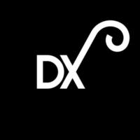 dx lettera logo design su sfondo nero. dx creative iniziali lettera logo concept. disegno della lettera dx. dx bianco lettera design su sfondo nero. dx, dx logo vettore