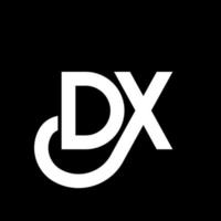 dx lettera logo design su sfondo nero. dx creative iniziali lettera logo concept. disegno della lettera dx. dx bianco lettera design su sfondo nero. dx, dx logo vettore