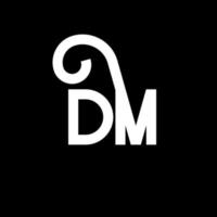 dm lettera logo design su sfondo nero. dm creative iniziali lettera logo concept. design della lettera dm. dm bianco lettera design su sfondo nero. dm, dm logo vettore