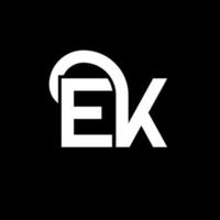 ek lettera logo design su sfondo nero. ek creative iniziali lettera logo concept. ek disegno della lettera. ek disegno della lettera bianca su sfondo nero. ok, ek logo vettore