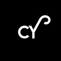 cy lettera logo design su sfondo nero. cy creative iniziali lettera logo concept. disegno della lettera cy. cy bianco lettera design su sfondo nero. cy, cy logo vettore