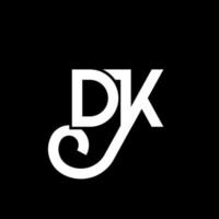dk lettera logo design su sfondo nero. dk creative iniziali lettera logo concept. disegno della lettera dk. dk bianco lettera design su sfondo nero. dk, dk logo vettore