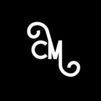 cm lettera logo design su sfondo nero. cm iniziali creative lettera logo concept. disegno della lettera di cm. cm disegno lettera bianca su sfondo nero. cm, cm logo vettore