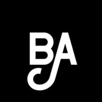 ba lettera logo design su sfondo nero. ba creative iniziali lettera logo concept. disegno della lettera ba. ba bianco lettera design su sfondo nero. ba, ba logo vettore