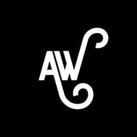 aw lettera logo design su sfondo nero. aw creative iniziali lettera logo concept. disegno della lettera aw. aw bianco lettera design su sfondo nero. aw, aw logo vettore