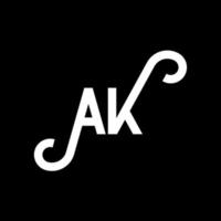 ak lettera logo design su sfondo nero. ak creative iniziali lettera logo concept. un disegno dell'icona. ak bianco lettera icona design su sfondo nero. ak vettore