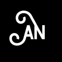 una lettera logo design su sfondo nero. un concetto di logo della lettera di iniziali creative. un disegno di lettera. un disegno di una lettera bianca su sfondo nero. un, un logo vettore