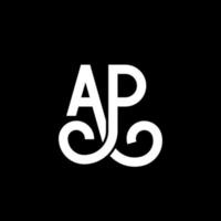 ap lettera logo design su sfondo nero. ap creative iniziali lettera logo concept. disegno della lettera ap. ap bianco lettera design su sfondo nero. ap, ap logo vettore