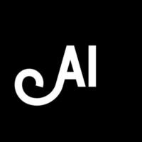 ai lettera logo design su sfondo nero. ai creative iniziali lettera logo concept. disegno dell'icona ai. ai disegno dell'icona della lettera bianca su sfondo nero. ai vettore