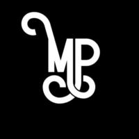 design del logo della lettera mp. lettere iniziali mp logo icona. modello di progettazione logo minimal lettera astratta mp. mp lettera disegno vettoriale con colori neri. logo mp