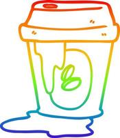 arcobaleno gradiente linea disegno disordinato tazza di caffè cartone animato vettore