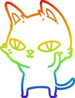 arcobaleno gradiente disegno gatto cartone animato con occhi luminosi vettore