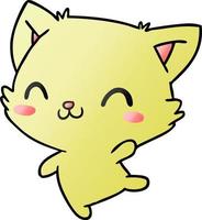 cartone animato sfumato di simpatico gatto kawaii vettore