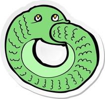 adesivo di un serpente cartone animato che mangia la propria coda vettore