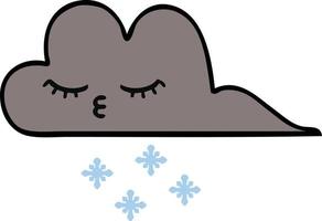 carino cartone animato tempesta di neve nuvola vettore
