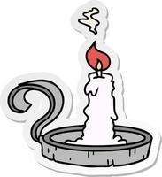 adesivo cartone animato doodle di un portacandele e candela accesa vettore