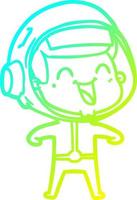 linea a gradiente freddo che disegna felice astronauta cartone animato vettore
