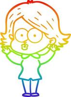 arcobaleno gradiente linea disegno cartone animato ragazza imbronciata vettore