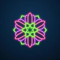 vettore effetto neon fiore mandala