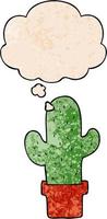 cartone animato cactus e bolla di pensiero in stile grunge texture pattern vettore
