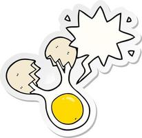 cartone animato incrinato uovo e fumetto adesivo vettore