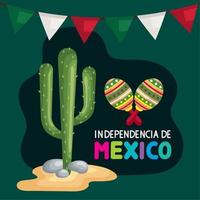 scritte independencia de mexico con cactus vettore