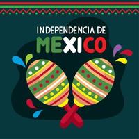 scritte independencia de mexico con maracas vettore