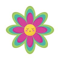 simpatico personaggio kawaii di fiori vettore