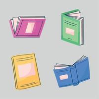 quattro icone di libri di testo vettore