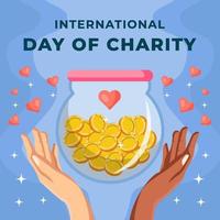 illustrazione piatta della giornata internazionale di beneficenza vettore