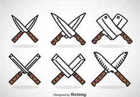 Set di icone di croce coltello vettore